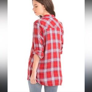 Red Plaid Button-Up Shirt